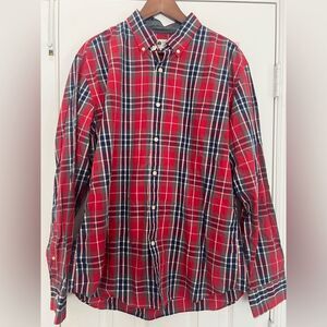 J. Crew Factory  Red and Blue Plaid Casual Shirt, Preppy